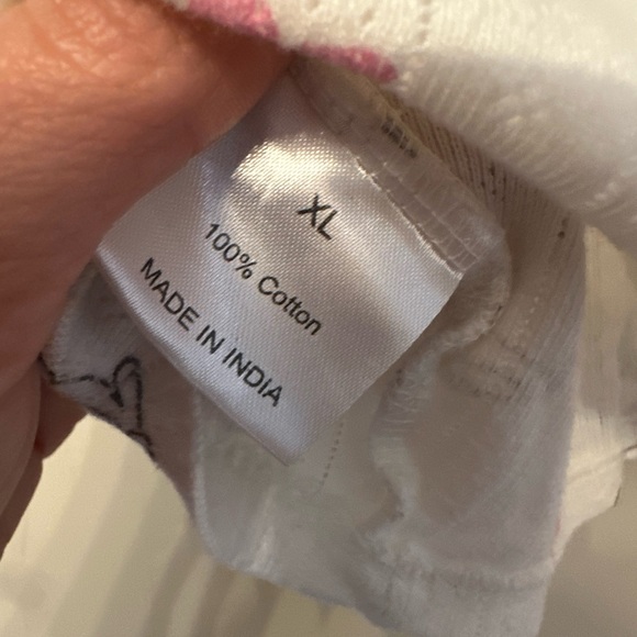 Messy Bun Bunny Print Crop Top - White and Pink Size XL - Picture 6 of 7